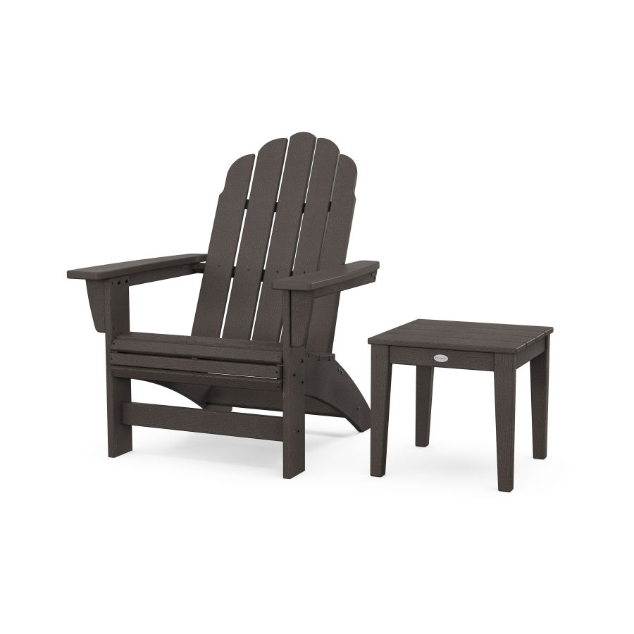 POLYWOOD Vineyard Grand Adirondack Chair with Side Table in Vintage Finish