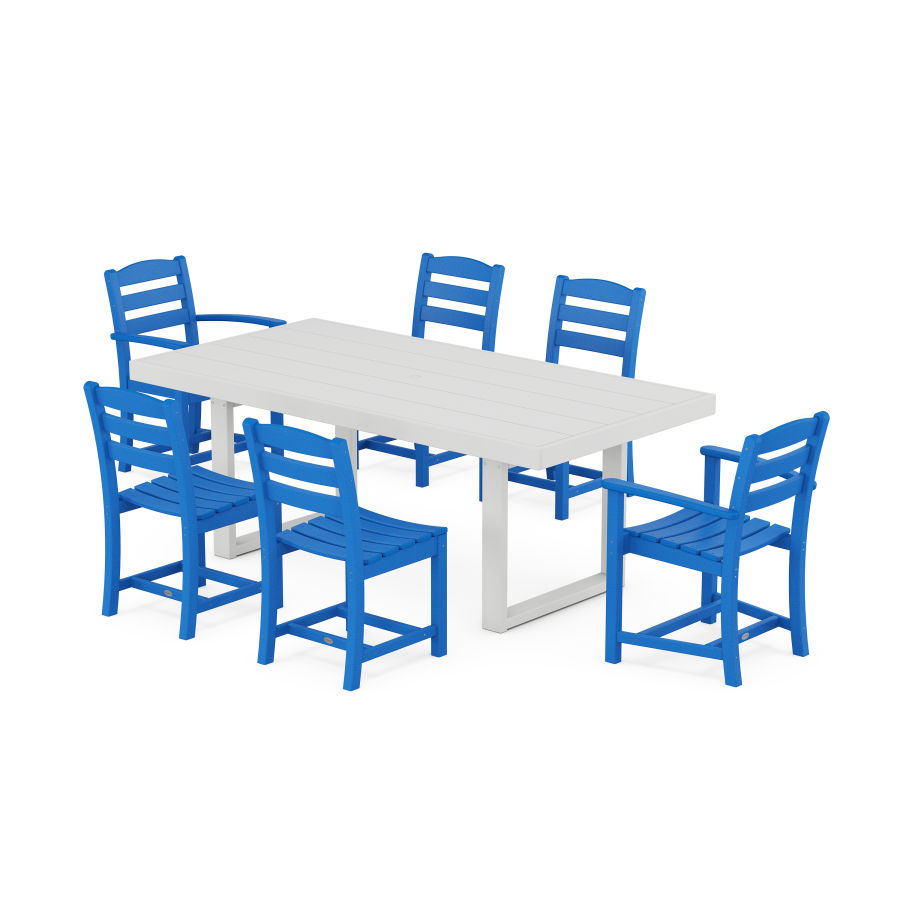 POLYWOOD La Casa Café 7-Piece Dining Set in Pacific Blue / White