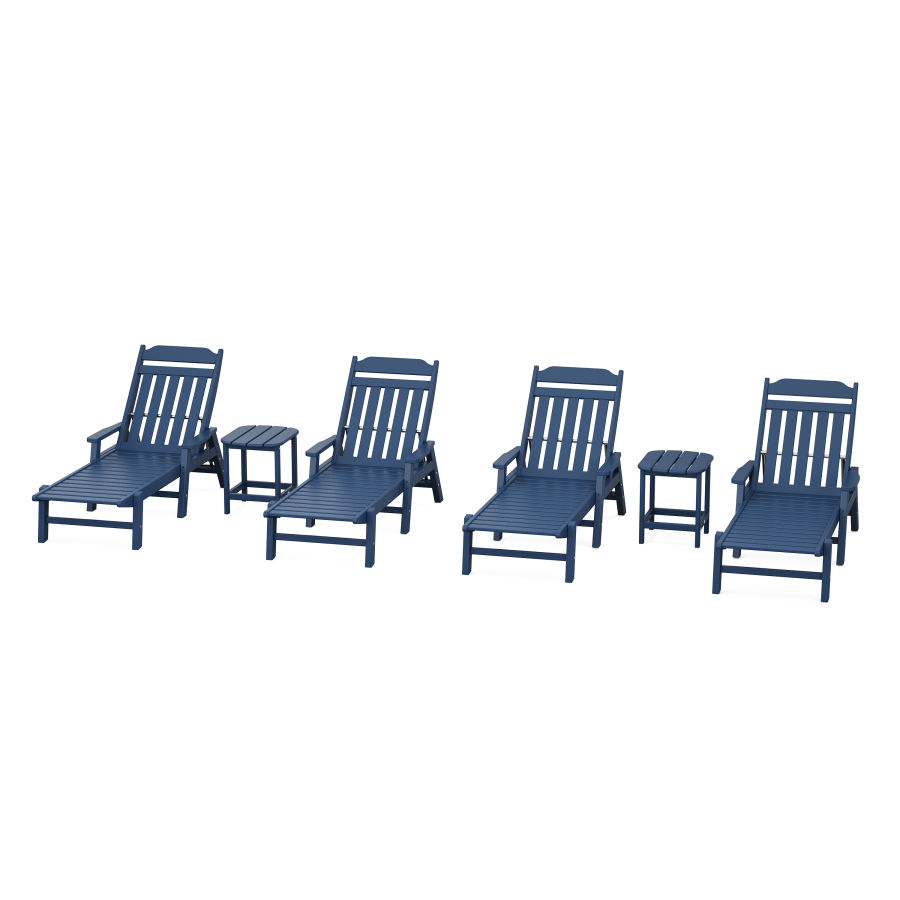 POLYWOOD Country Living 6-Piece Chaise Set with Arms in Navy