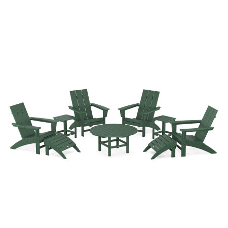 Modern Adirondack Chair 9-Piece Conversation Set in Green