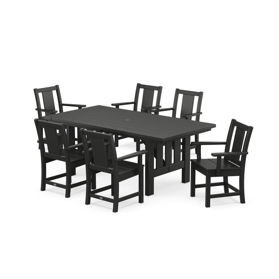POLYWOOD Prairie Arm Chair 7-Piece Mission Dining Set in Black