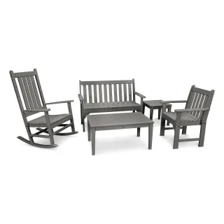 POLYWOOD Vineyard 5-Piece Bench & Rocking Chair Set