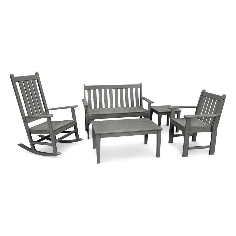 POLYWOOD Vineyard 5-Piece Bench & Rocking Chair Set