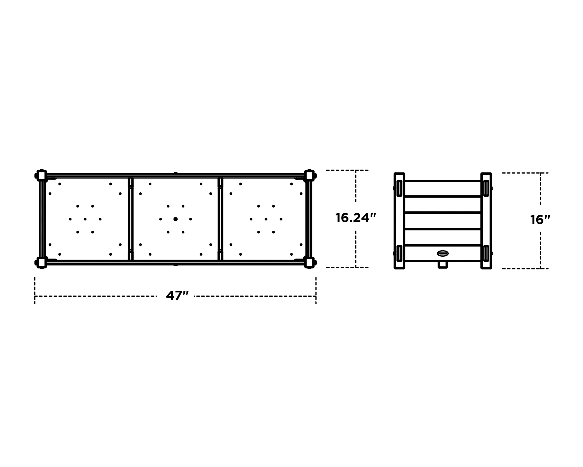 Dimensions for Nautical Rectangle Triple Planter Box