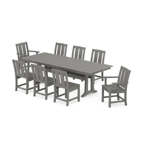 POLYWOOD Mission 9-Piece Farmhouse Dining Set with Trestle Legs in Slate Grey