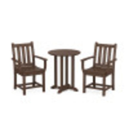 Traditional Garden 3-Piece Round Dining Set in Mahogany