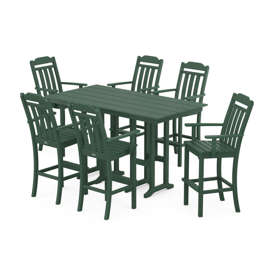 POLYWOOD Country Living Arm Chair 7-Piece Farmhouse Bar Set in Green