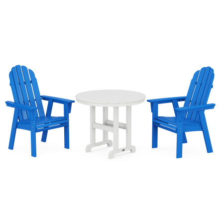 Vineyard Adirondack 3-Piece Round Dining Set in Pacific Blue