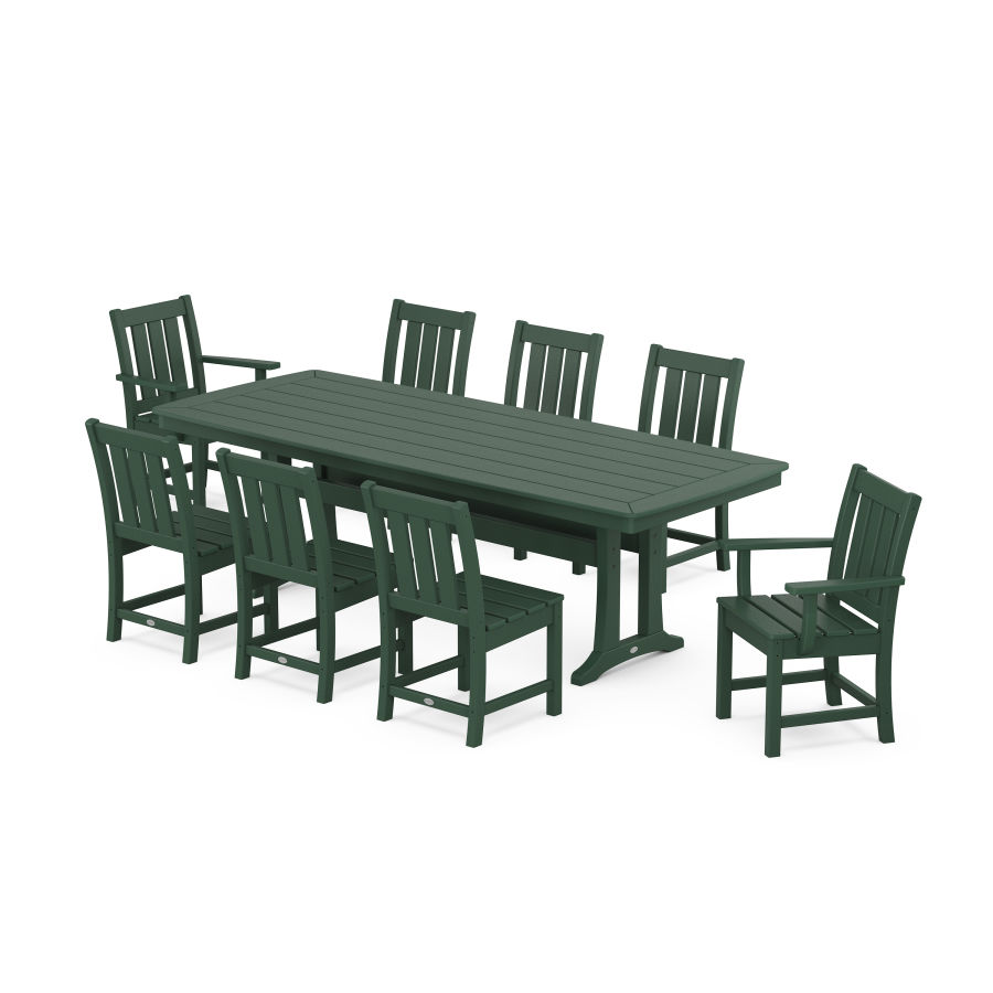 POLYWOOD Oxford 9-Piece Dining Set with Trestle Legs in Green