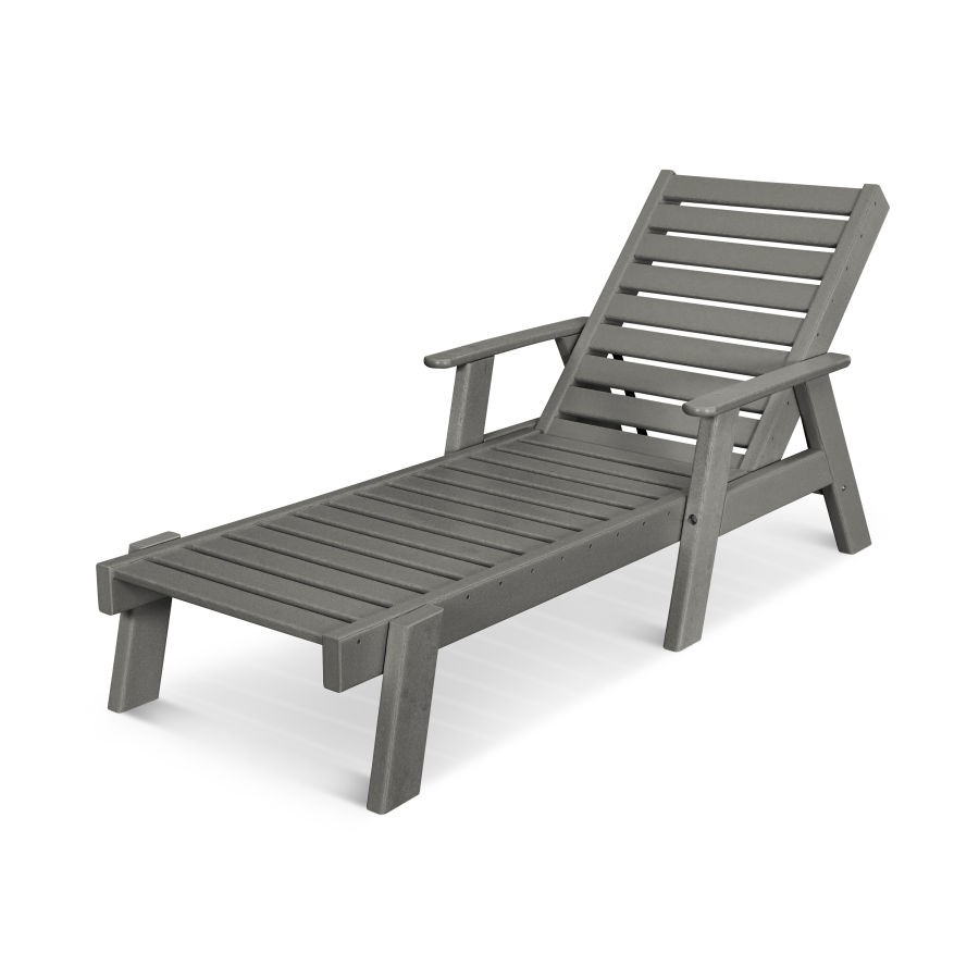 POLYWOOD Captain Chaise with Arms in Slate Grey