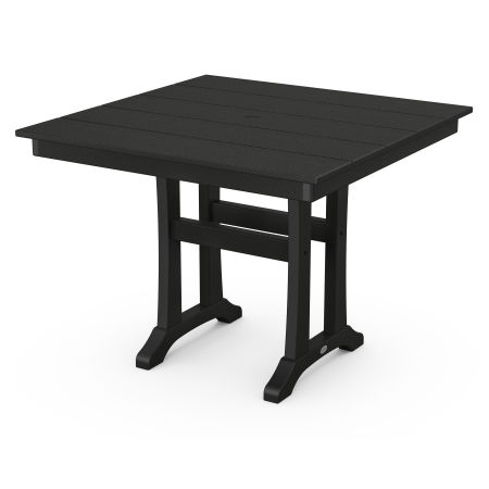 POLYWOOD Farmhouse Trestle 37" Dining Table in Black