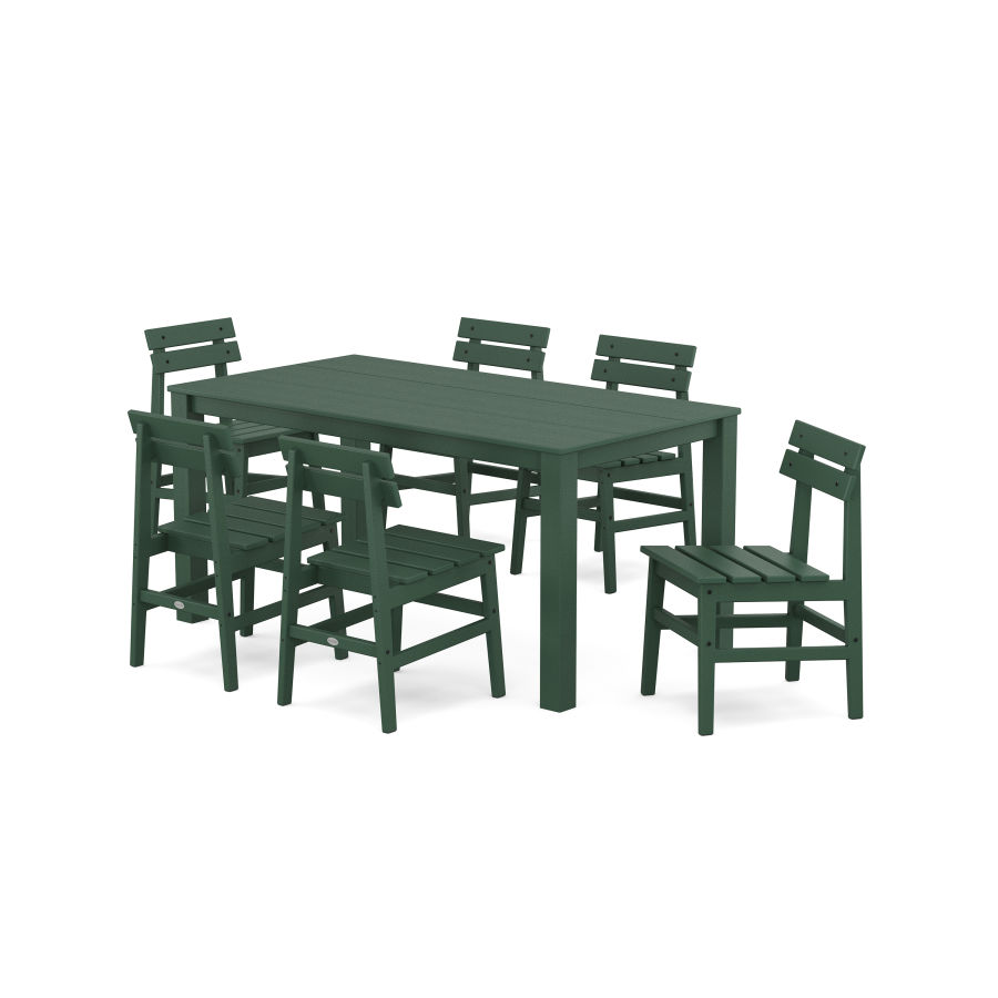 POLYWOOD Modern Studio Plaza Chair 7-Piece Parsons Table Dining Set in Green