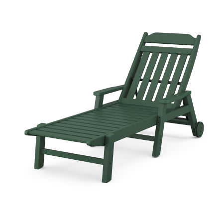 POLYWOOD Country Living Chaise with Arms and Wheels in Green