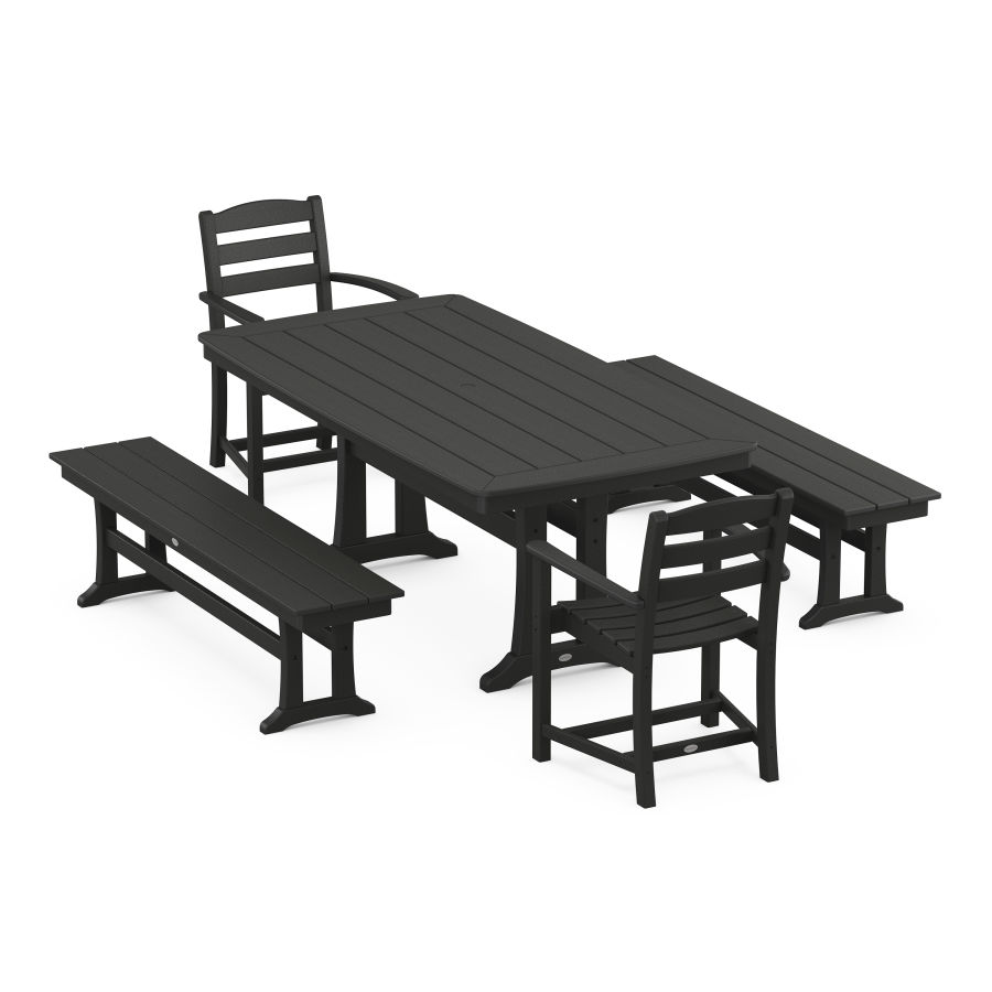 POLYWOOD La Casa Cafe 5-Piece Dining Set with Trestle Legs in Black