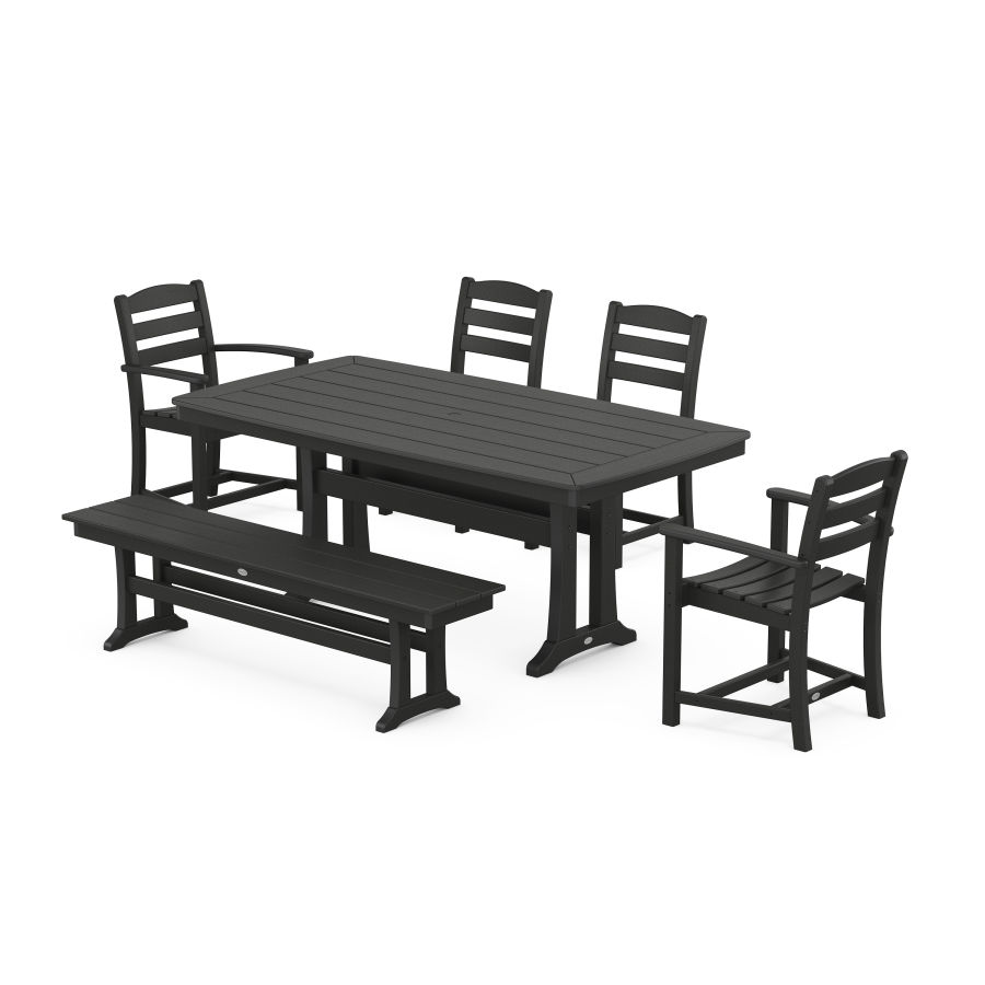 POLYWOOD La Casa Cafe 6-Piece Dining Set with Trestle Legs in Black