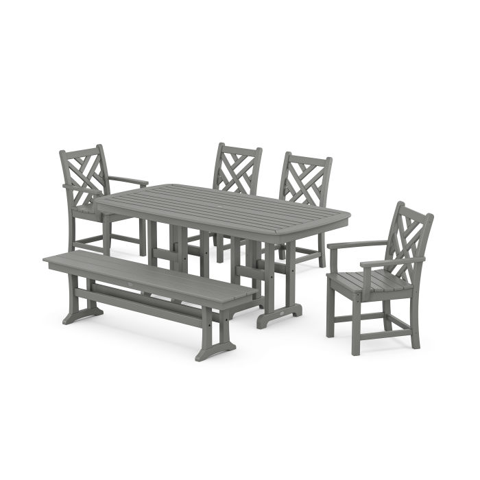 POLYWOOD Chippendale 6-Piece Dining Set with Bench