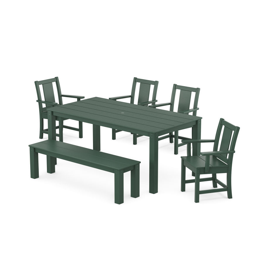 POLYWOOD Prairie 6-Piece Parsons Dining Set with Bench in Green