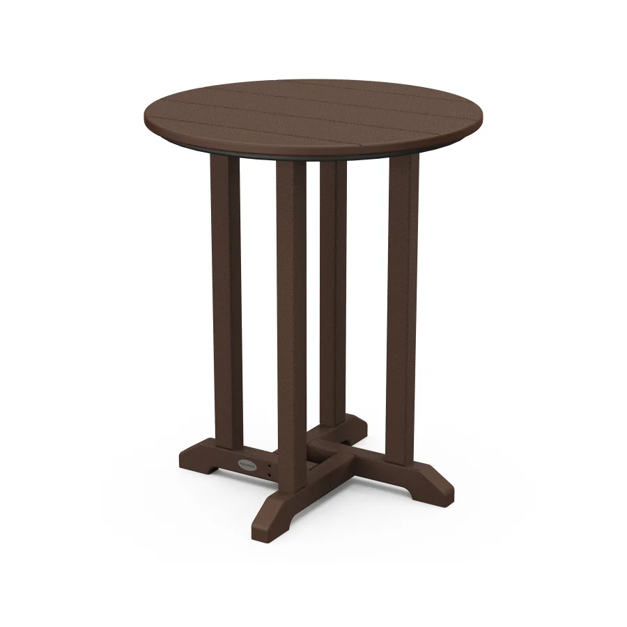 POLYWOOD 24" Round Farmhouse Bistro Table in Mahogany