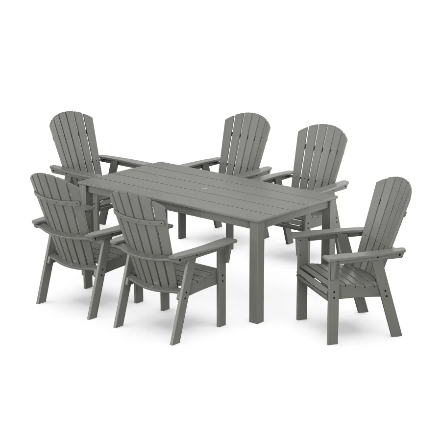 POLYWOOD Nautical Curveback Adirondack 7-Piece Parsons Dining Set