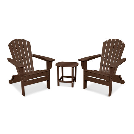POLYWOOD South Beach 3-Piece Folding Adirondack Set in Mahogany