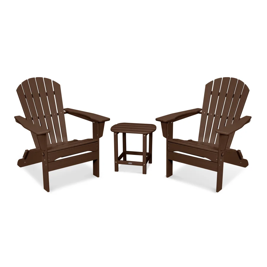 POLYWOOD South Beach 3-Piece Folding Adirondack Set in Mahogany