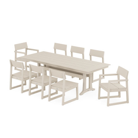 EDGE 9-Piece Farmhouse Dining Set with Trestle Legs in Sand