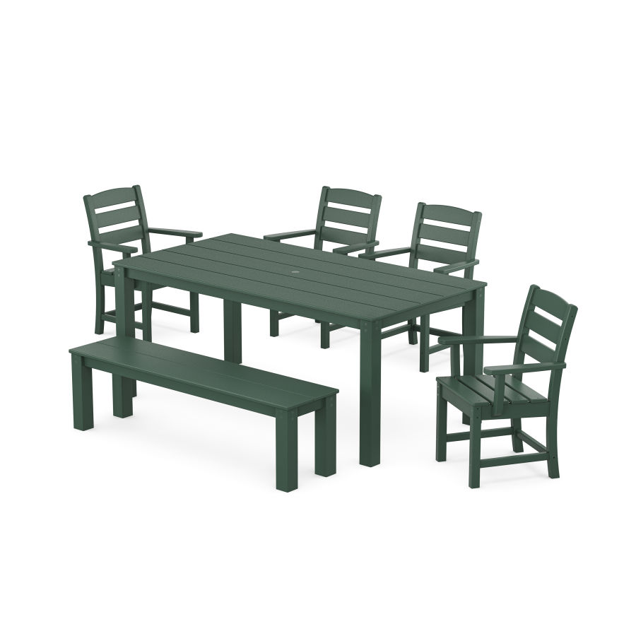 POLYWOOD Lakeside 6-Piece Parsons Dining Set with Bench in Green