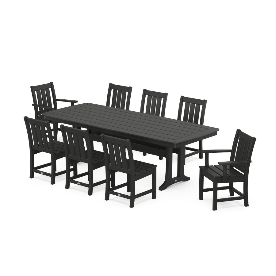 POLYWOOD Oxford 9-Piece Dining Set with Trestle Legs in Black