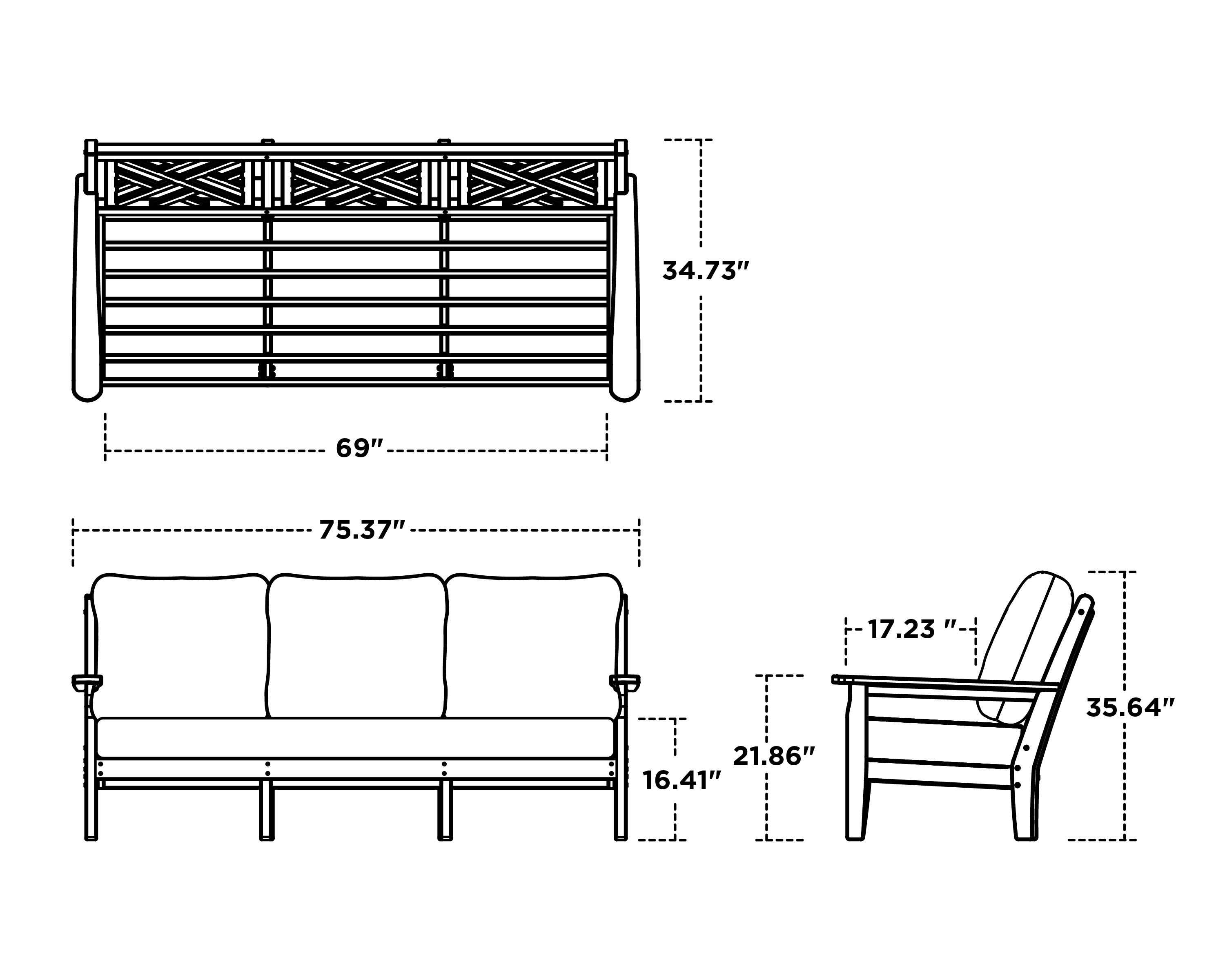 Dimensions for Chippendale Deep Seating Sofa