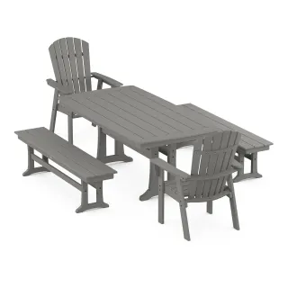 POLYWOOD Nautical Adirondack 5-Piece Dining Set with Trestle Legs