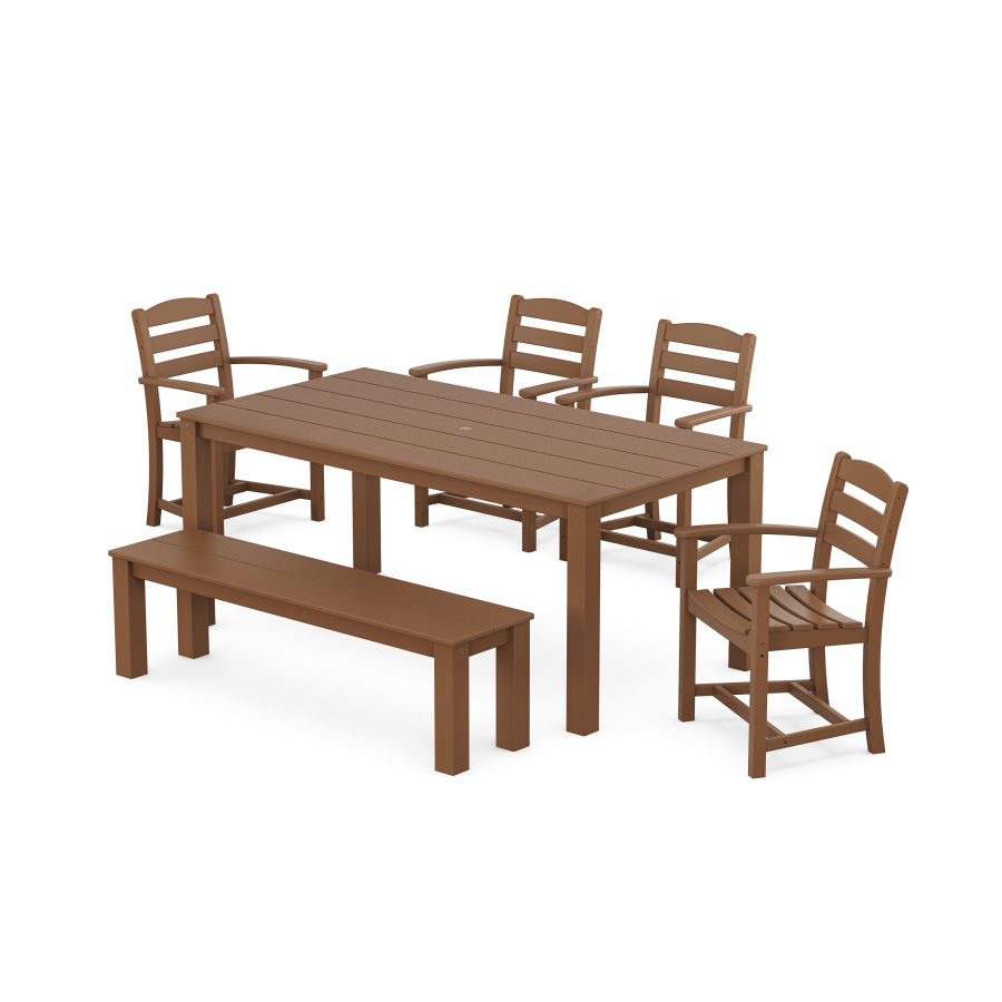 POLYWOOD La Casa Cafe' 6-Piece Parsons Dining Set with Bench in Teak