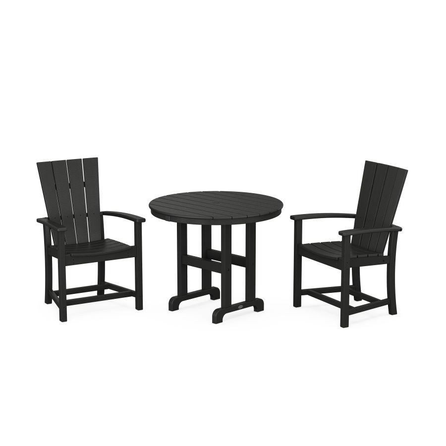POLYWOOD Quattro 3-Piece Round Dining Set in Black