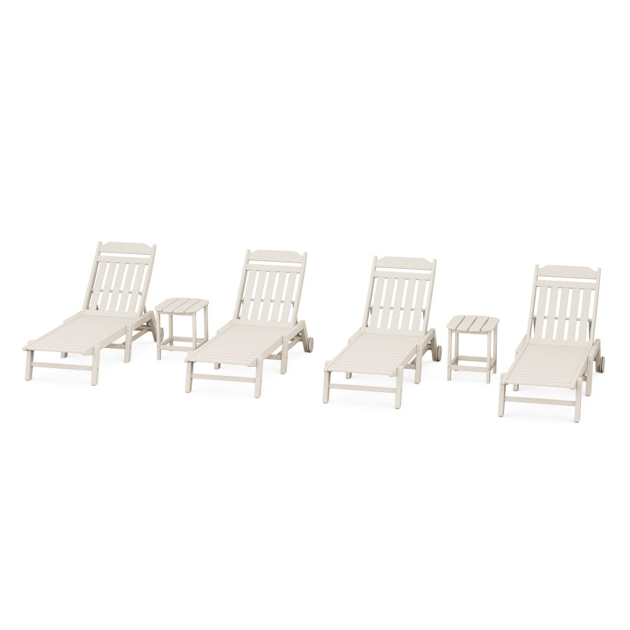POLYWOOD Country Living 6-Piece Chaise Set with Wheels in Sand