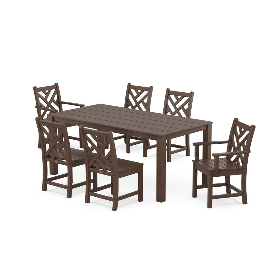 POLYWOOD Chippendale 7-Piece Parsons Dining Set in Mahogany