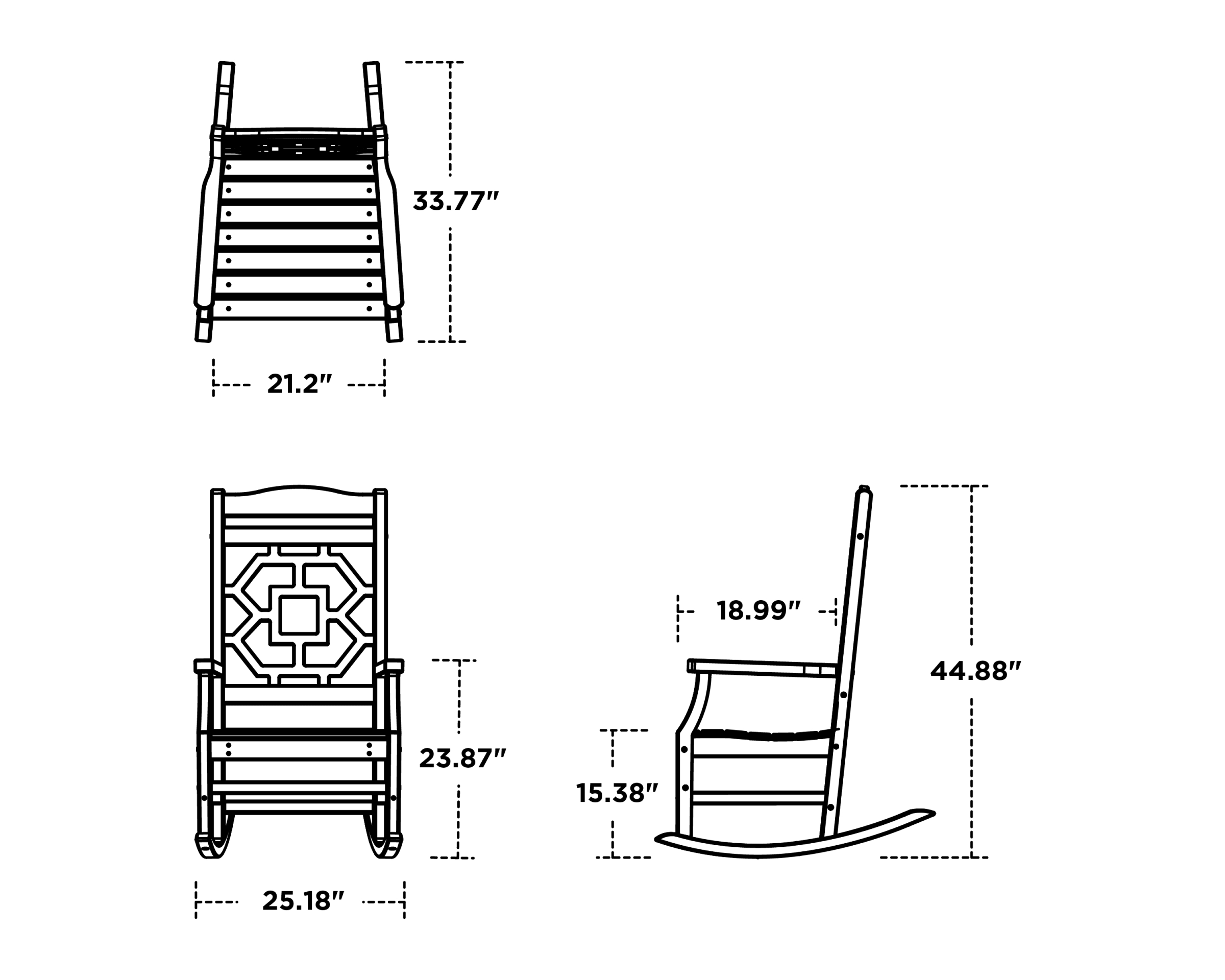 Dimensions for Chinoiserie Rocking Chair