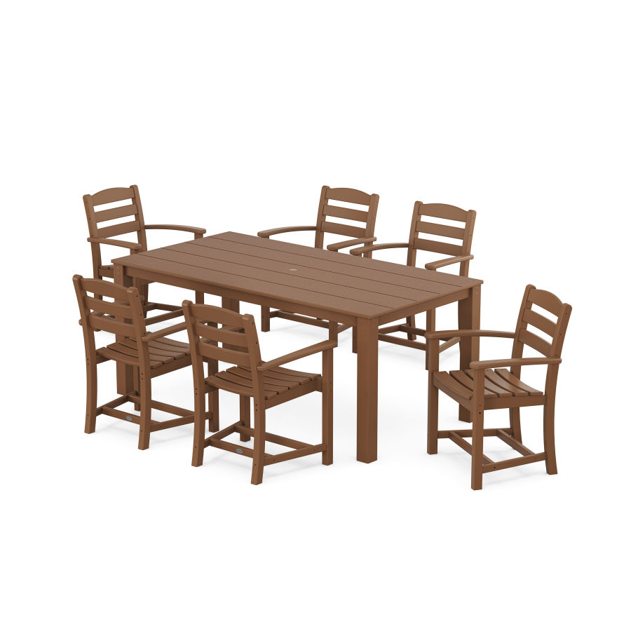 POLYWOOD La Casa Cafe' Arm Chair 7-Piece Parsons Dining Set in Teak