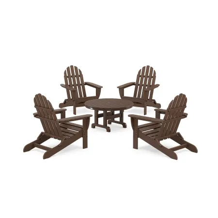 POLYWOOD Classics 5-Piece Folding Adirondack Conversation Set in Mahogany