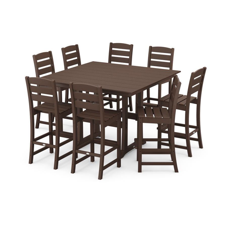 POLYWOOD Lakeside 9-Piece Bar Side Chair Set in Mahogany