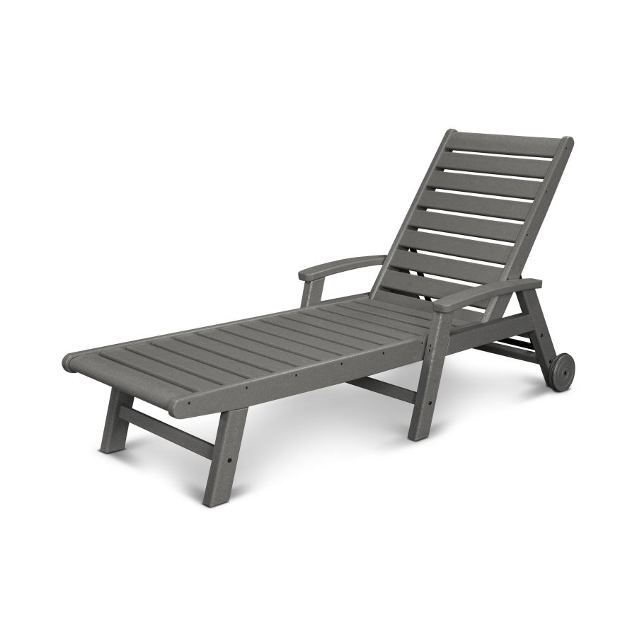 POLYWOOD Signature Chaise with Wheels in Slate Grey