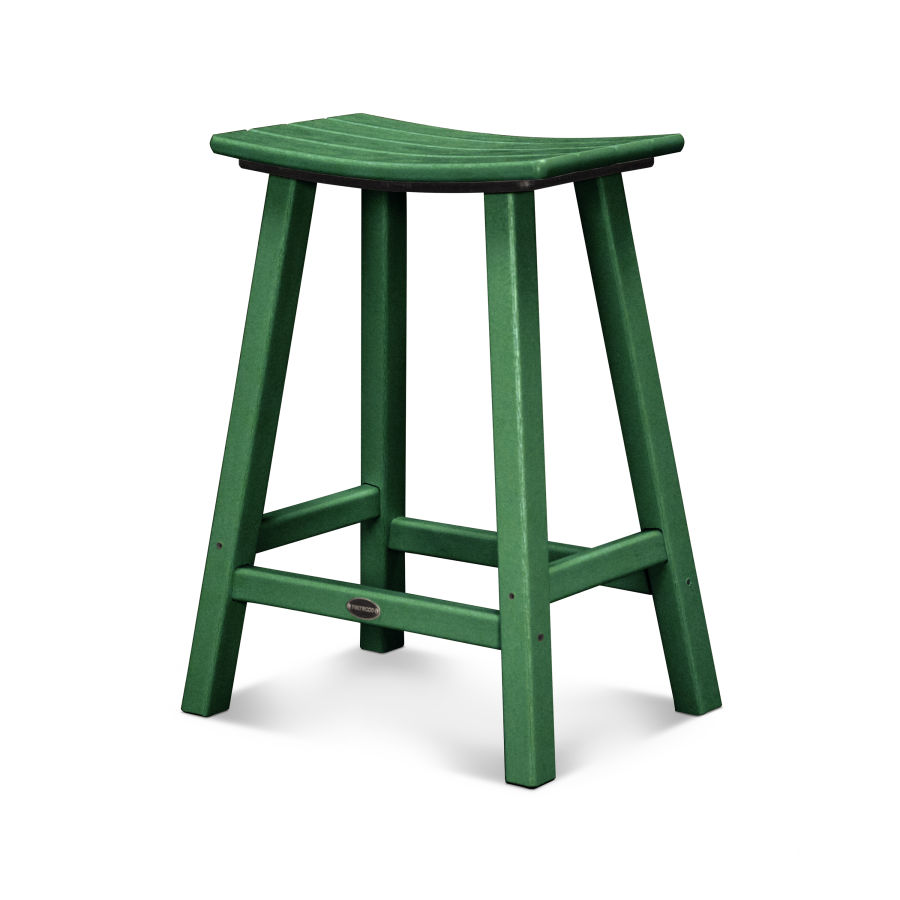 POLYWOOD Traditional 24" Saddle Counter Stool in Green