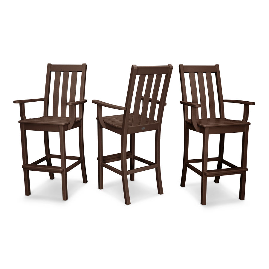 POLYWOOD Vineyard Bar Arm Chair 3-Pack in Mahogany