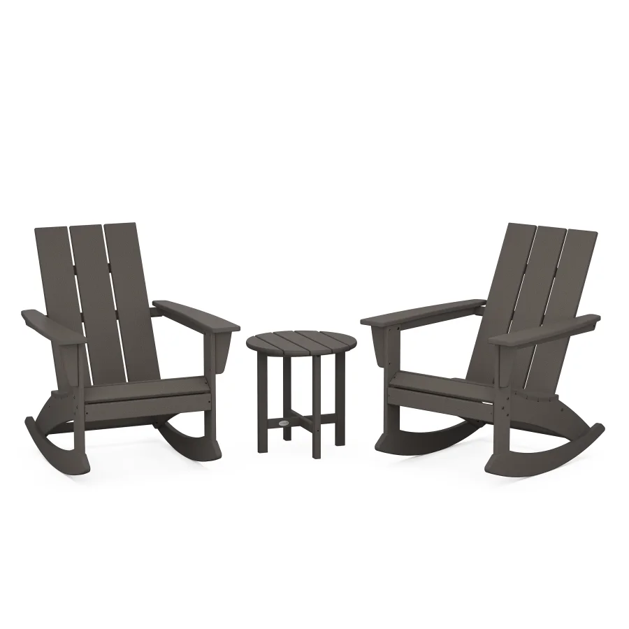 POLYWOOD Modern 3-Piece Adirondack Rocking Chair Set in Vintage Finish