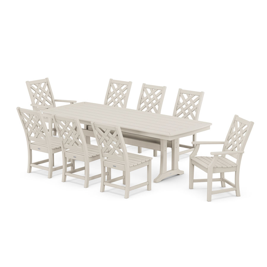 POLYWOOD Wovendale 9-Piece Dining Set with Trestle Legs in Sand