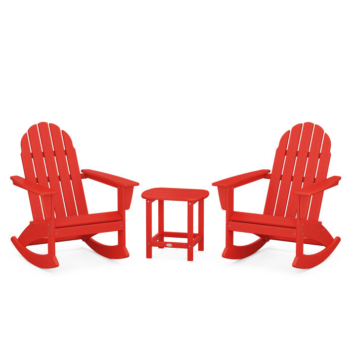 POLYWOOD Vineyard 3-Piece Adirondack Rocking Chair Set with South Beach 18