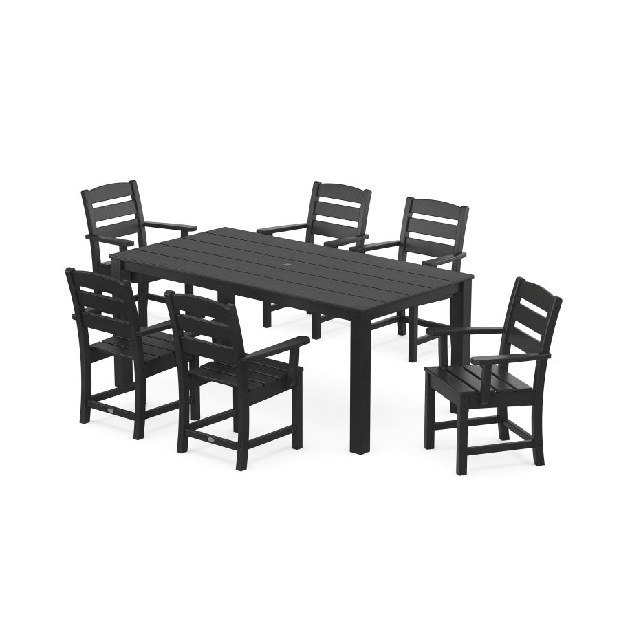 POLYWOOD Lakeside Arm Chair 7-Piece Parsons Dining Set in Black