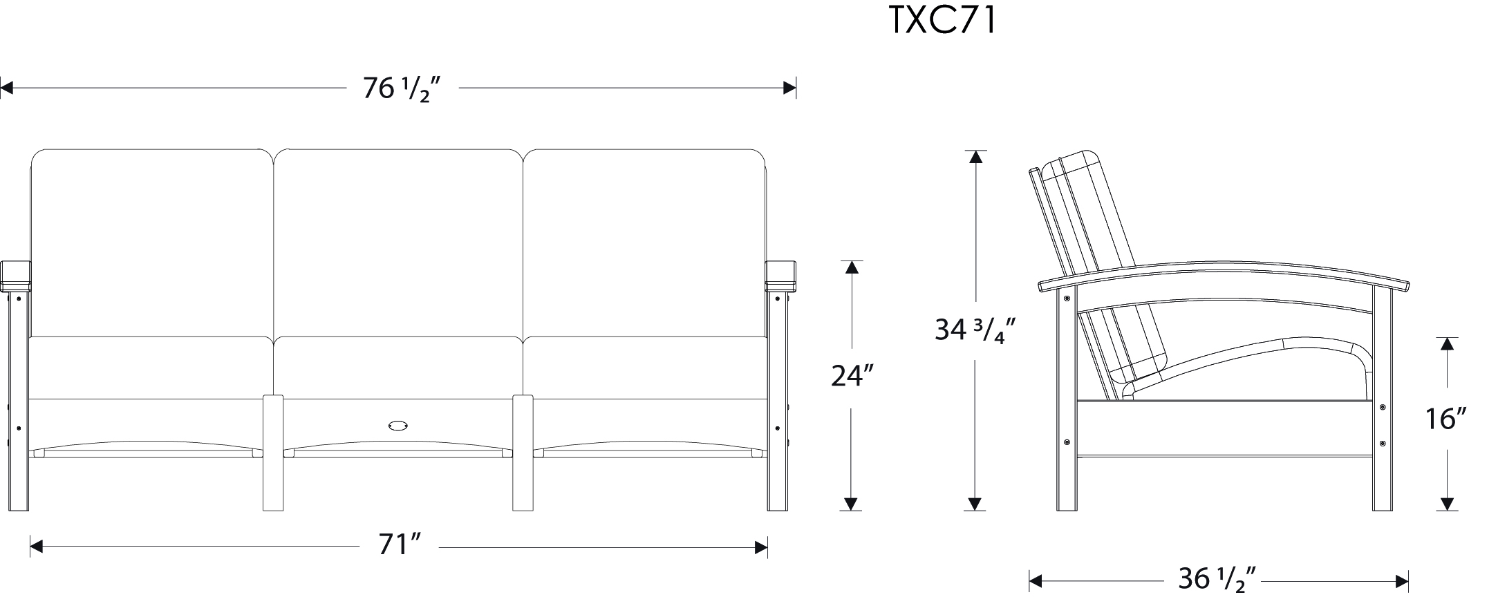 Dimensions for Rockport Club Sofa