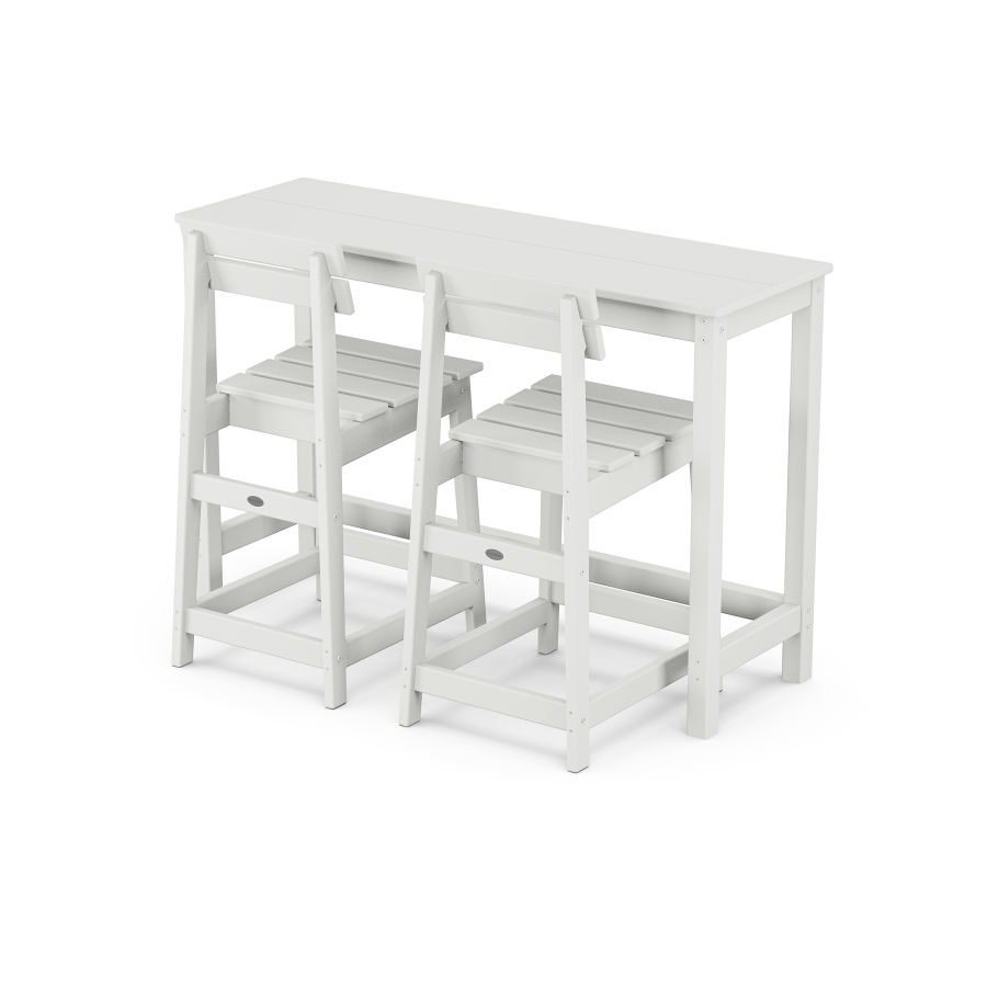 POLYWOOD Modern Studio Plaza Counter Chair 3-Piece Balcony Set in White