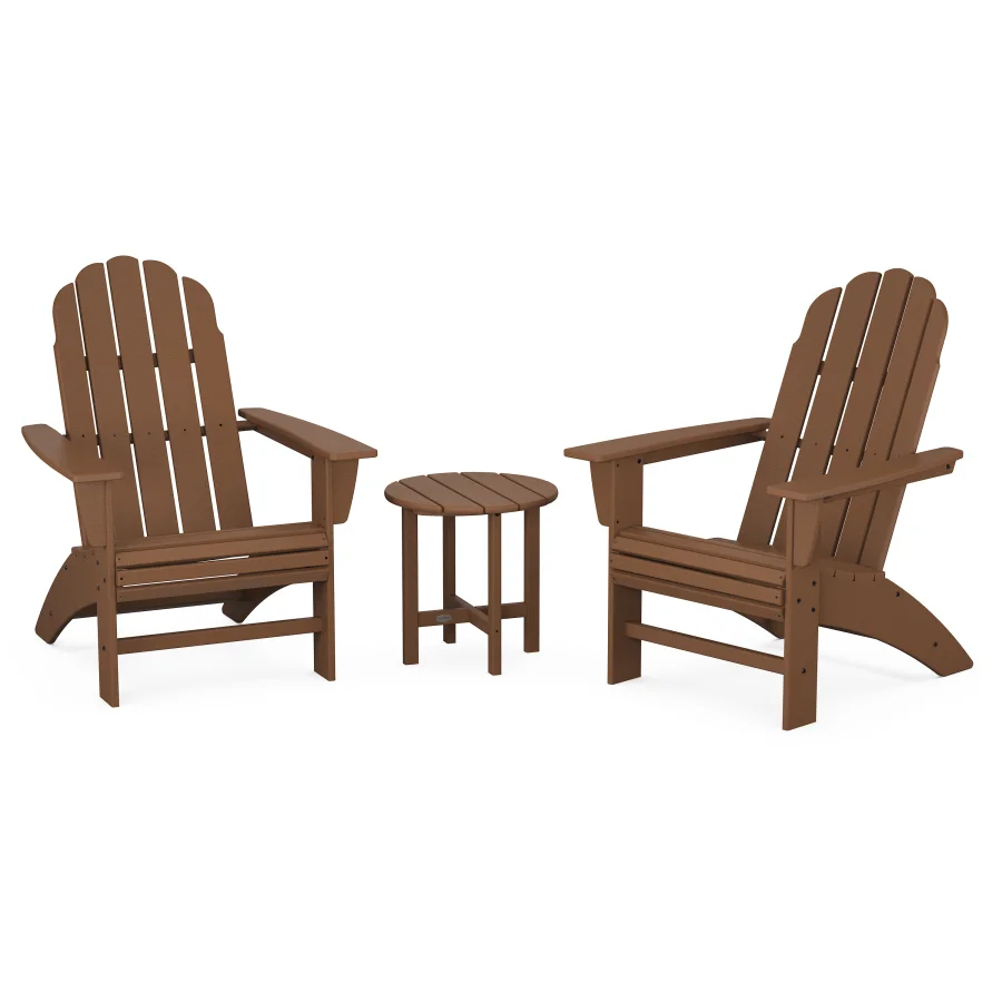 POLYWOOD Vineyard 3-Piece Curveback Adirondack Set in Teak