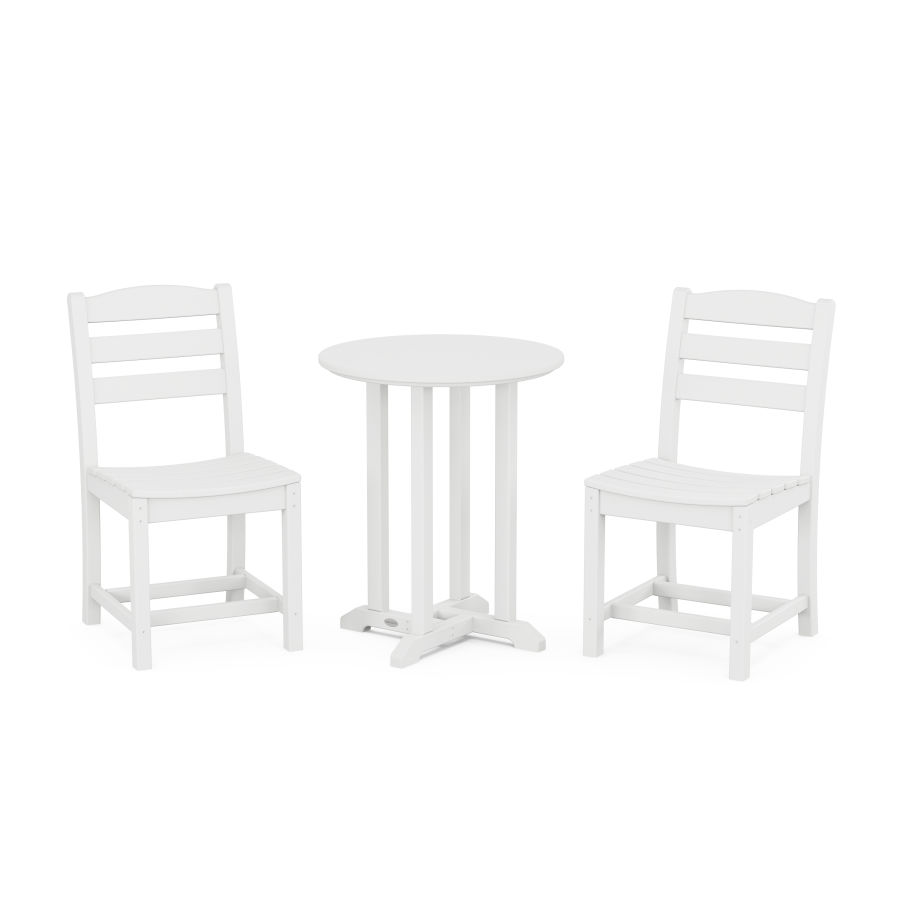 POLYWOOD La Casa Café Side Chair 3-Piece Round Dining Set in White