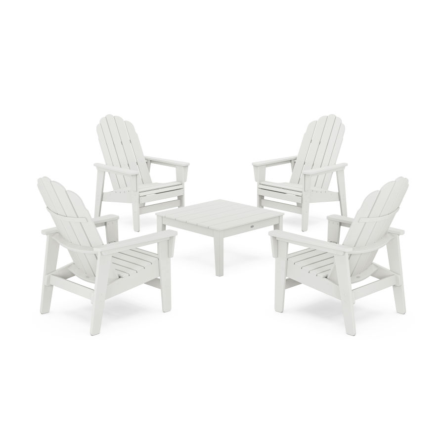 POLYWOOD 5-Piece Vineyard Grand Upright Adirondack Chair Conversation Group in Vintage White